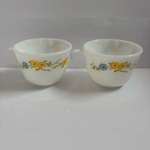 Pyrex Flirtation Floral White Coffee Tea Cups set of Two